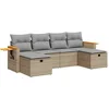 Image de vidaXL - 6-delige - Loungeset - met - kussens - poly - rattan - beige