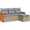 Image de vidaXL - 4-delige - Loungeset - met - kussens - poly - rattan - beige