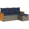 Image de vidaXL - 4-delige - Loungeset - met - kussens - poly - rattan - grijs