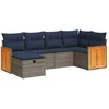 Image de vidaXL - 6-delige - Loungeset - met - kussens - poly - rattan - grijs
