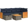 Image de vidaXL - 7-delige - Loungeset - met - kussens - poly - rattan - grijs