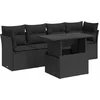 Image de vidaXL - 5-delige - Loungeset - met - kussens - poly - rattan - zwart