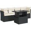 Image de vidaXL - 5-delige - Loungeset - met - kussens - poly - rattan - zwart