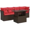 Image de vidaXL - 5-delige - Loungeset - met - kussens - poly - rattan - acacia - bruin