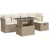 Image de vidaXL - 6-delige - Loungeset - met - kussens - poly - rattan - beige