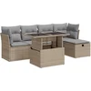 Image de vidaXL - 6-delige - Loungeset - met - kussens - poly - rattan - beige