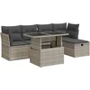 Image de vidaXL - 6-delige - Loungeset - met - kussens - poly - rattan - lichtgrijs