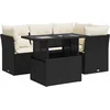 Image de vidaXL - 5-delige - Loungeset - met - kussens - poly - rattan - zwart