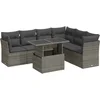 Image de vidaXL - 7-delige - Loungeset - met - kussens - poly - rattan - grijs