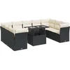 Image de vidaXL - 10-delige - Loungeset - met - kussens - poly - rattan - zwart