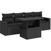 Image de vidaXL - 5-delige - Loungeset - met - kussens - poly - rattan - zwart