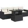 Image de vidaXL - 5-delige - Loungeset - met - kussens - poly - rattan - zwart
