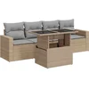 Image de vidaXL - 5-delige - Loungeset - met - kussens - poly - rattan - beige