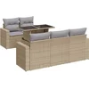 Image de vidaXL - 6-delige - Loungeset - met - kussens - poly - rattan - beige