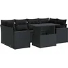Image de vidaXL - 7-delige - Loungeset - met - kussens - poly - rattan - zwart