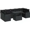 Image de vidaXL - 8-delige - Loungeset - met - kussens - poly - rattan - zwart