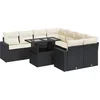 Image de vidaXL - 9-delige - Loungeset - met - kussens - poly - rattan - zwart