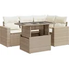 Image de vidaXL - 5-delige - Loungeset - met - kussens - poly - rattan - beige