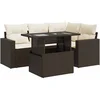 Image de vidaXL - 5-delige - Loungeset - met - kussens - poly - rattan - bruin