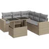 Image de vidaXL - 6-delige - Loungeset - met - kussens - poly - rattan - beige