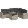 Image de vidaXL - 7-delige - Loungeset - met - kussens - poly - rattan - lichtgrijs