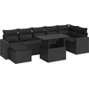 Image de vidaXL - 8-delige - Loungeset - met - kussens - poly - rattan - zwart