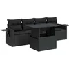 Image de vidaXL - 5-delige - Loungeset - met - kussens - poly - rattan - zwart