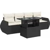 Image de vidaXL - 5-delige - Loungeset - met - kussens - poly - rattan - zwart