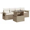 Image de vidaXL - 5-delige - Loungeset - met - kussens - poly - rattan - beige