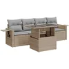 Image de vidaXL - 5-delige - Loungeset - met - kussens - poly - rattan - beige