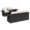 Image de vidaXL - 6-delige - Loungeset - met - kussens - poly - rattan - zwart