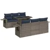 Image de vidaXL - 7-delige - Loungeset - met - kussens - poly - rattan - acacia - grijs