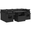 Image de vidaXL - 7-delige - Loungeset - met - kussens - poly - rattan - zwart