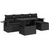Image de vidaXL - 6-delige - Loungeset - met - kussens - poly - rattan - zwart