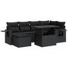 Image de vidaXL - 7-delige - Loungeset - met - kussens - poly - rattan - zwart