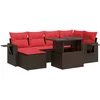 Image de vidaXL - 7-delige - Loungeset - met - kussens - poly - rattan - acacia - bruin
