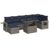 Image de vidaXL - 8-delige - Loungeset - met - kussens - poly - rattan - acacia - grijs