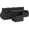 Image de vidaXL - 5-delige - Loungeset - met - kussens - poly - rattan - zwart