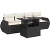 Image de vidaXL - 5-delige - Loungeset - met - kussens - poly - rattan - zwart