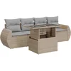 Image de vidaXL - 5-delige - Loungeset - met - kussens - poly - rattan - beige