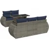 Image de vidaXL - 6-delige - Loungeset - met - kussens - poly - rattan - acacia - grijs