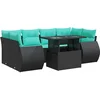Image de vidaXL - 7-delige - Loungeset - met - kussens - poly - rattan - acacia - zwart