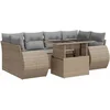 Image de vidaXL - 7-delige - Loungeset - met - kussens - poly - rattan - beige