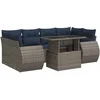 Image de vidaXL - 7-delige - Loungeset - met - kussens - poly - rattan - acacia - grijs