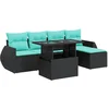 Image de vidaXL - 6-delige - Loungeset - met - kussens - poly - rattan - acacia - zwart