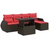 Image de vidaXL - 6-delige - Loungeset - met - kussens - poly - rattan - acacia - bruin