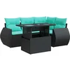 Image de vidaXL - 5-delige - Loungeset - met - kussens - poly - rattan - acacia - zwart