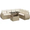 Image de vidaXL - 7-delige - Loungeset - met - kussens - poly - rattan - beige