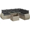 Image de vidaXL - 7-delige - Loungeset - met - kussens - poly - rattan - lichtgrijs