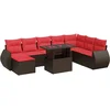 Image de vidaXL - 9-delige - Loungeset - met - kussens - poly - rattan - acacia - bruin
